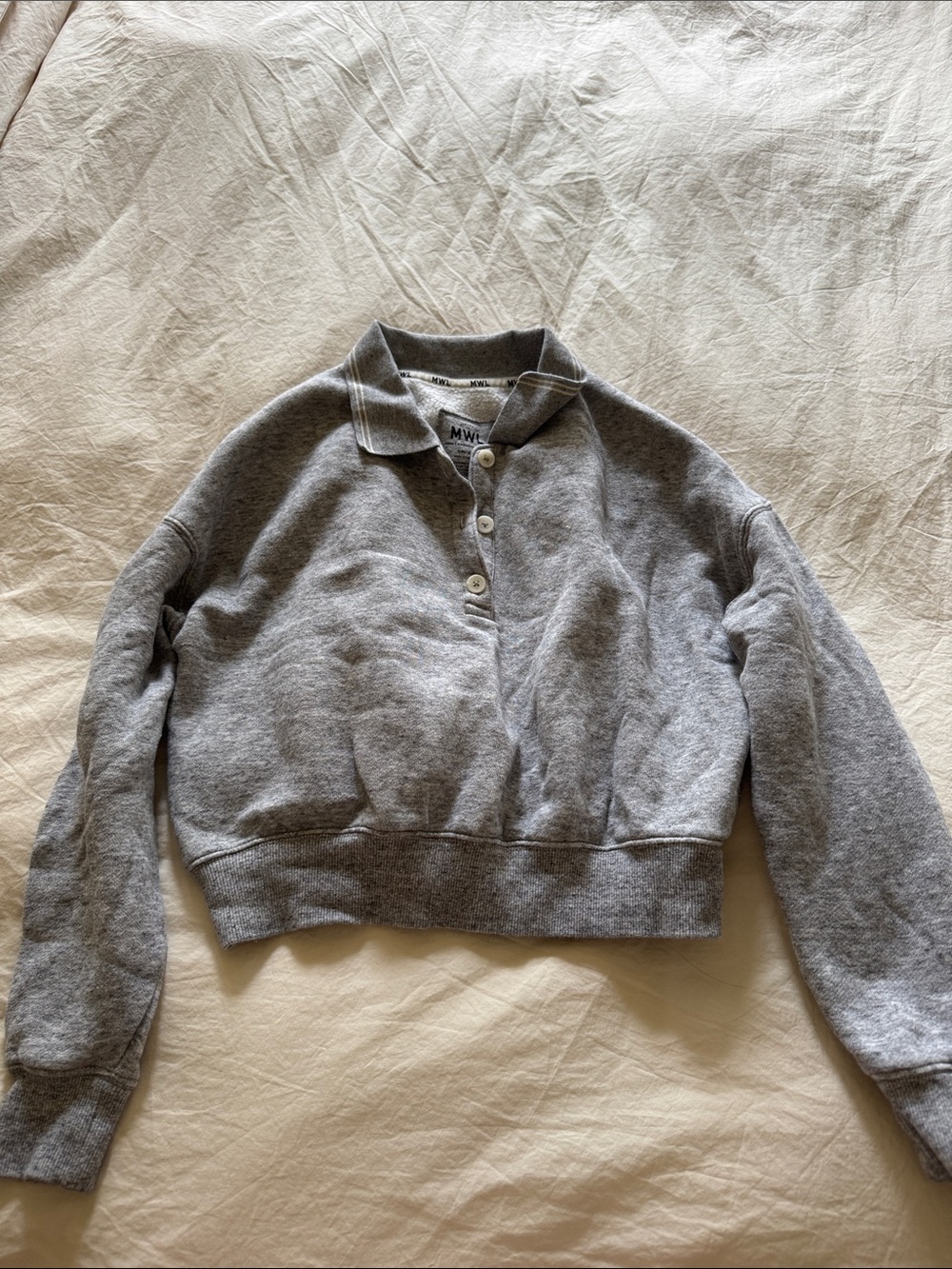 Madewell Gray Polo Sweatshirt - Cropped Long-Sleeve